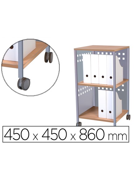 Carro multiusos rocada melamina 19 mm y acero pintado 450x450x860 mm