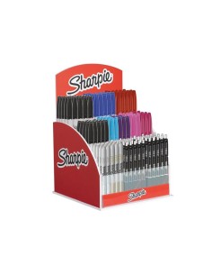 Expositor sharpie de sobremesa acrilico con 120 rotuladores permanentes y 24 boligrafos gel colores