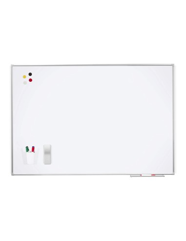 Pizarra blanca rocada lacada magnetica marco aluminio con cantoneras 120x200 cm
