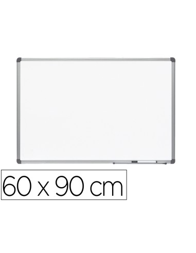 Pizarra blanca rocada lacada magnetica marco aluminio con cantoneras 60x90 cm