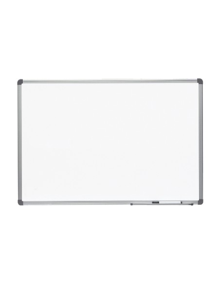 Pizarra blanca rocada lacada magnetica marco aluminio con cantoneras 60x90 cm