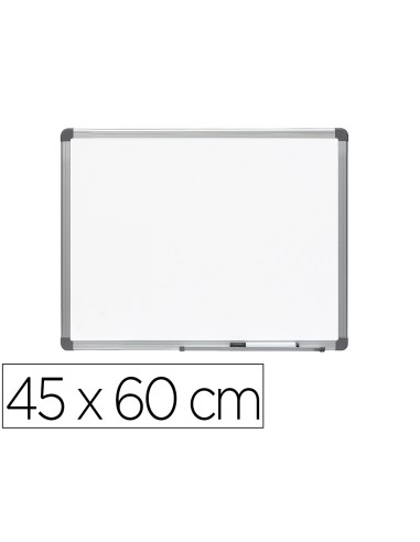 Pizarra blanca rocada lacada magnetica marco aluminio con cantoneras 45x60 cm