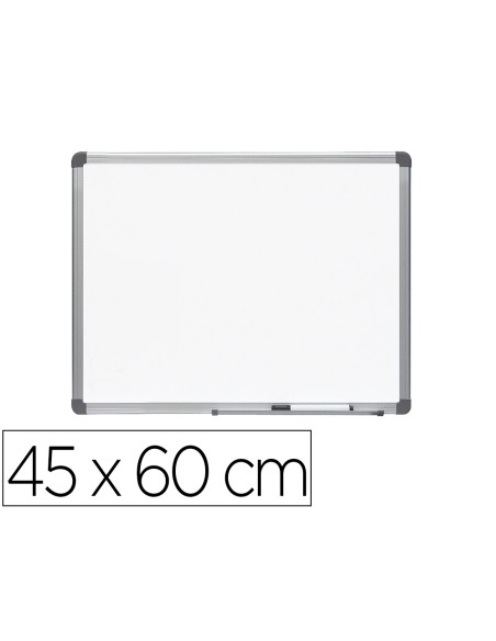 Pizarra blanca rocada lacada magnetica marco aluminio con cantoneras 45x60 cm