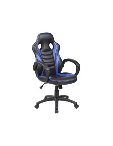 Silla rocada gaming con brazos fijos base nylon con ruedas basculante similpiel negro azul 480x490x1060 1160