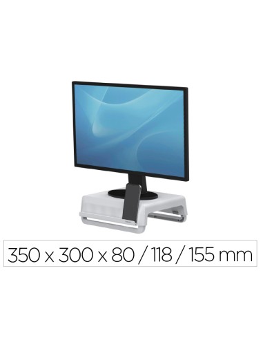 Soporte fellowes para monitor breyta 3 ajustes de altura hasta 30 kg 100 reciclable 350x300x80 118 155 mm blanco
