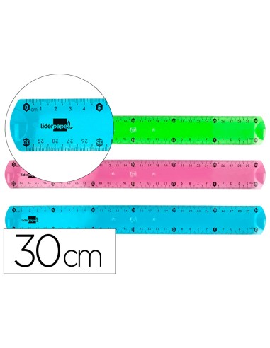 Regla liderpapel plastico flexible 30 cm colores surtidos