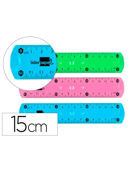 Regla liderpapel plastico flexible 15 cm colores surtidos