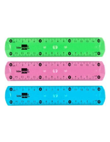 Regla liderpapel plastico flexible 15 cm colores surtidos