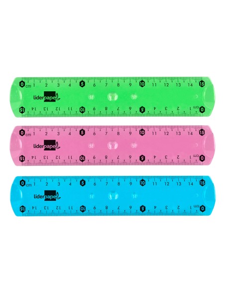 Regla liderpapel plastico flexible 15 cm colores surtidos