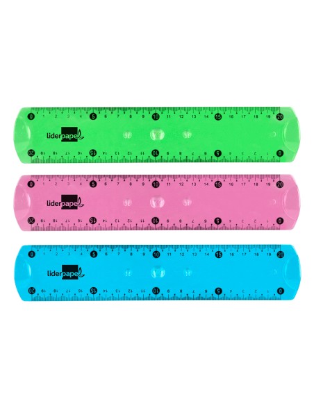 Regla liderpapel plastico flexible 20 cm colores surtidos