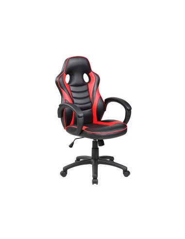 Silla rocada gaming con brazos fijos base nylon con ruedas basculante similpiel negro rojo 480x490x1060 1160