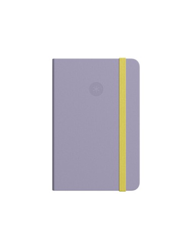 Cuaderno con gomilla antartik notes tapa dura a6 hojas cuadricula morado y amarillo 100 hojas 80 gr fsc