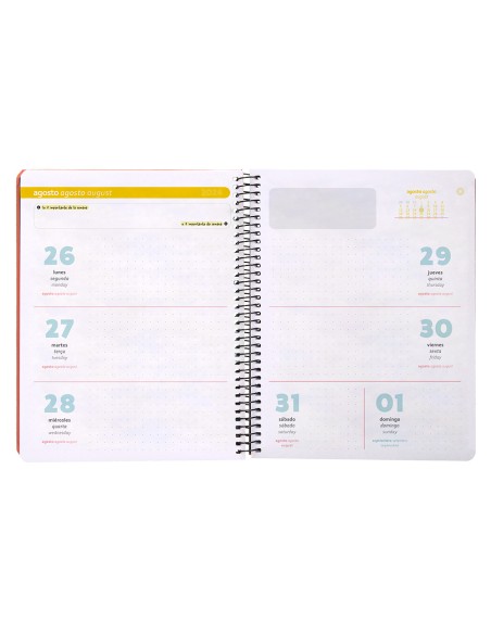 Agenda escolar antartik ano 24 25 curso coleccion minimal orange semana vista a6