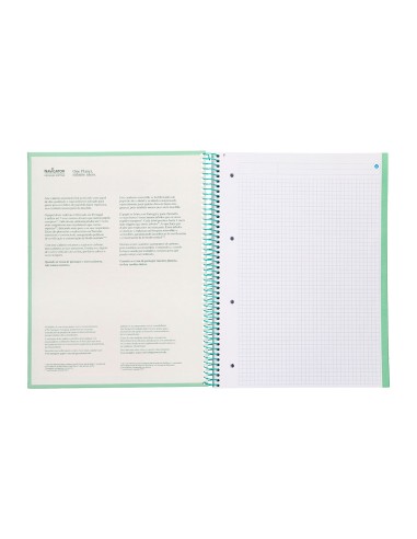 Cuaderno espiral navigator a4 micro tapa forrada 80h 80gr cuadro 5mm 1 banda color menta