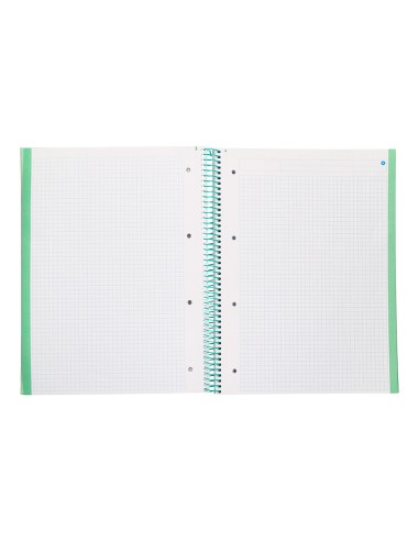 Cuaderno espiral navigator a4 micro tapa forrada 80h 80gr cuadro 5mm 1 banda color menta