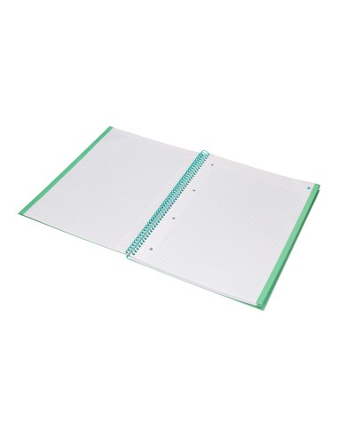 Cuaderno espiral navigator a4 micro tapa forrada 80h 80gr cuadro 5mm 1 banda color menta