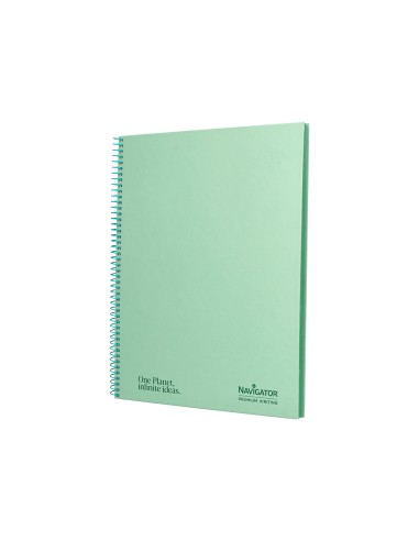 Cuaderno espiral navigator a4 micro tapa forrada 80h 80gr cuadro 5mm 1 banda color menta