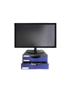 Soporte archivo 2000 para monitor poliester 100 reciclado con dos cajones hasta 10 kg color negro azul