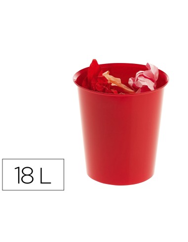 Papelera plastico archivo 2000 ecogreen 100 reciclada 18 litros color rojo 290x310