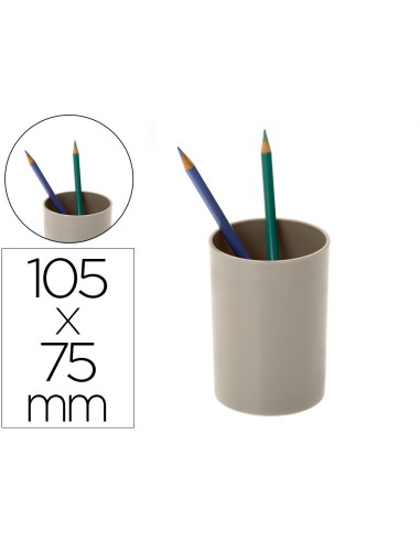 Cubilete portalapices archivo 2000 gris opaco plastico 100 reciclado diametro 75 mm alto 105 mm