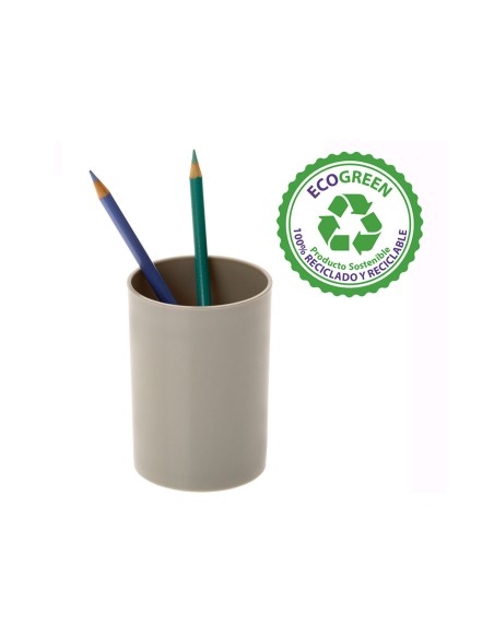 Cubilete portalapices archivo 2000 gris opaco plastico 100 reciclado diametro 75 mm alto 105 mm