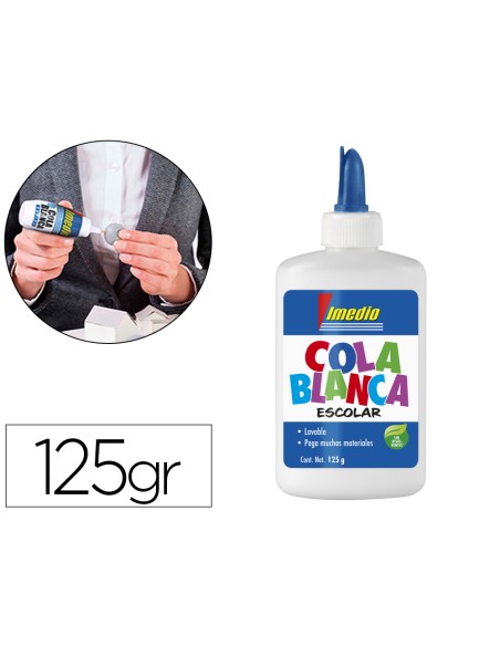 Pegamento cola blanca imedio escolar lavable bote de 125 gr Pegamento cola blanca imedio escolar lavable bote de 125 gr