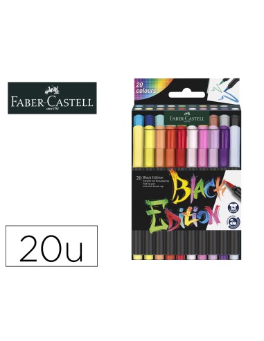 Rotulador faber castell edicion black punta de pincel caja de 20 unidades colores surtidos