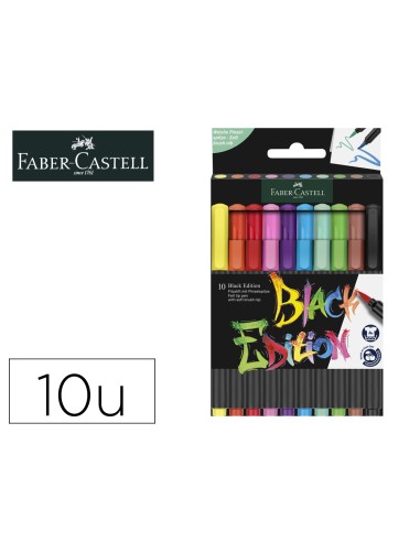 Rotulador faber castell edicion black punta de pincel caja de 10 unidades colores surtidos