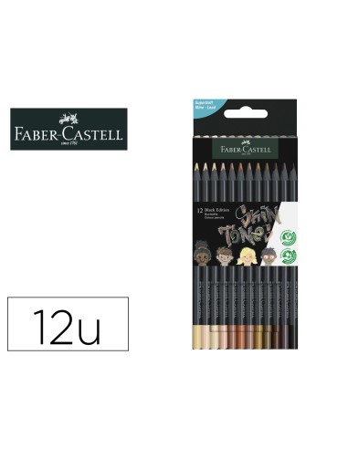 Lapices de colores faber castell black edition tonos de piel caja de 12 unidades colores surtidos