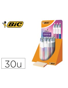 Boligrafo bic cuatro colores gradiente expositor de 30 unidades colores surtidos