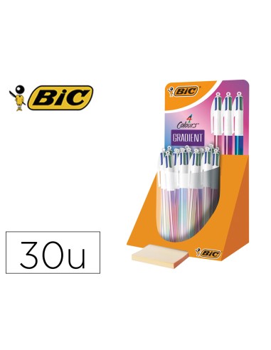 Boligrafo bic cuatro colores gradiente expositor de 30 unidades colores surtidos