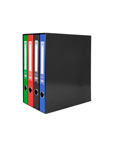 Modulo liderpapel 4 archivadores folio 2 anillas mixtas 25mm colores surtidos