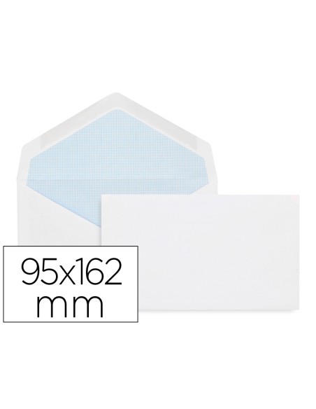 Sobre liderpapel blanco con fondo 95x162 mm engomado solapa de pico paquete de 25 unidades