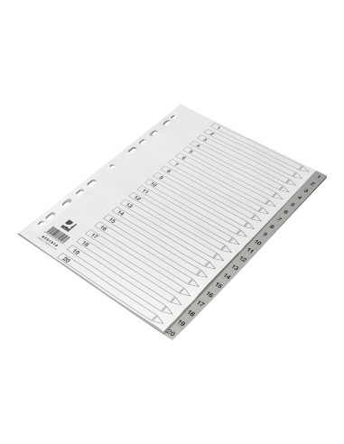 Separador numerico q connect plastico 1 20 juego de 20 separadores din a4 multitaladro