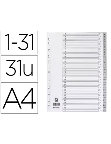 Separador numerico q connect plastico 1 31 juego de 31 separadores din a4 multitaladro