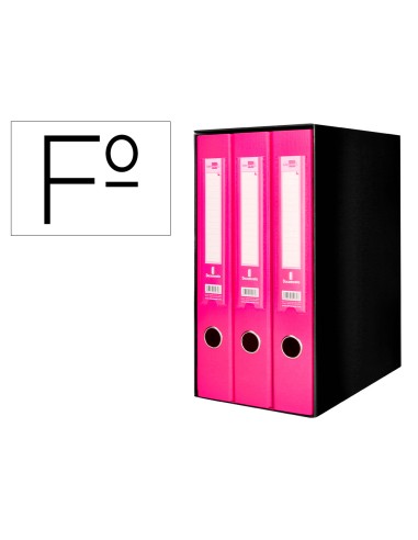 Modulo liderpapel 3 archivadores folio 2 anillas mecanismo de palanca 52mm rosa