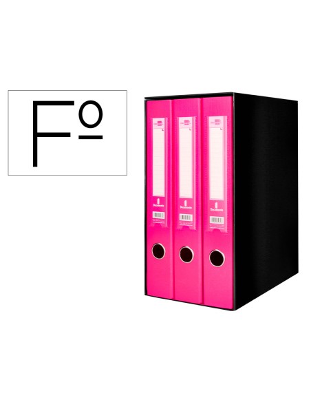Modulo liderpapel 3 archivadores folio 2 anillas mecanismo de palanca 52mm rosa