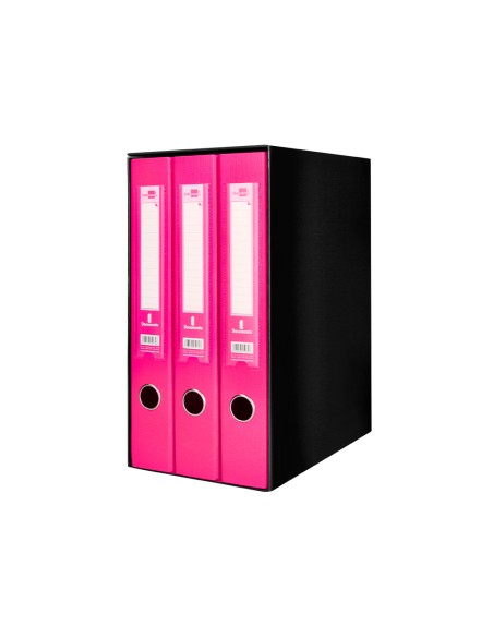 Modulo liderpapel 3 archivadores folio 2 anillas mecanismo de palanca 52mm rosa