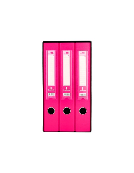 Modulo liderpapel 3 archivadores folio 2 anillas mecanismo de palanca 52mm rosa