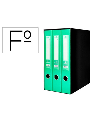 Modulo liderpapel 3 archivadores folio 2 anillas mecanismo de palanca 52mm verde pastel