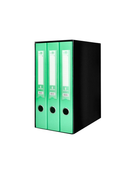 Modulo liderpapel 3 archivadores folio 2 anillas mecanismo de palanca 52mm verde pastel