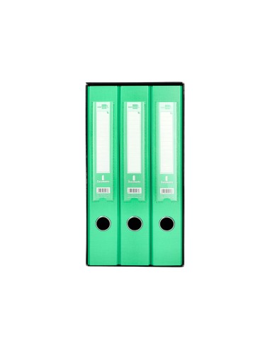Modulo liderpapel 3 archivadores folio 2 anillas mecanismo de palanca 52mm verde pastel
