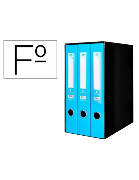 Modulo liderpapel 3 archivadores folio 2 anillas mecanismo de palanca 52mm celeste