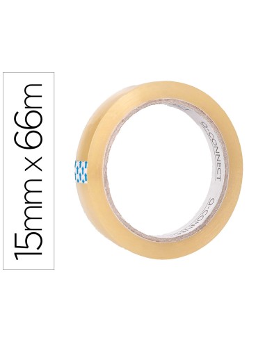Cinta adhesiva q connect transparente 66 mt x 15 mm