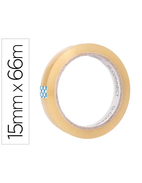 Cinta adhesiva q connect transparente 66 mt x 15 mm