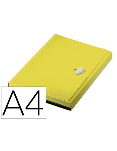 Carpeta leitz recycle clasificador fuelle din a4 polipropileno 5 compartimentoscon bolsillo frontal amarillo