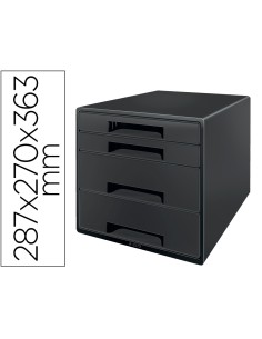 Fichero cajones de sobremesa leitz recycle 4 cajones color negro 287x270x363 mm