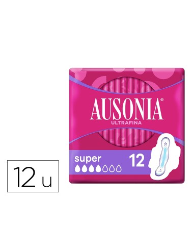 Compresa ausonia ultrafina super con alas caja de 12 unidades