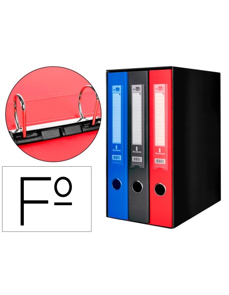 Modulo liderpapel 3 archivadores folio 2 anillas mixtas 40mm colores surtidos