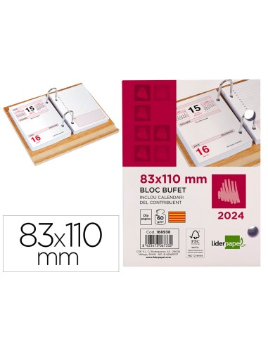 Bloc bufete liderpapel 2024 80x110 mm papel 60 gr texto en catalan